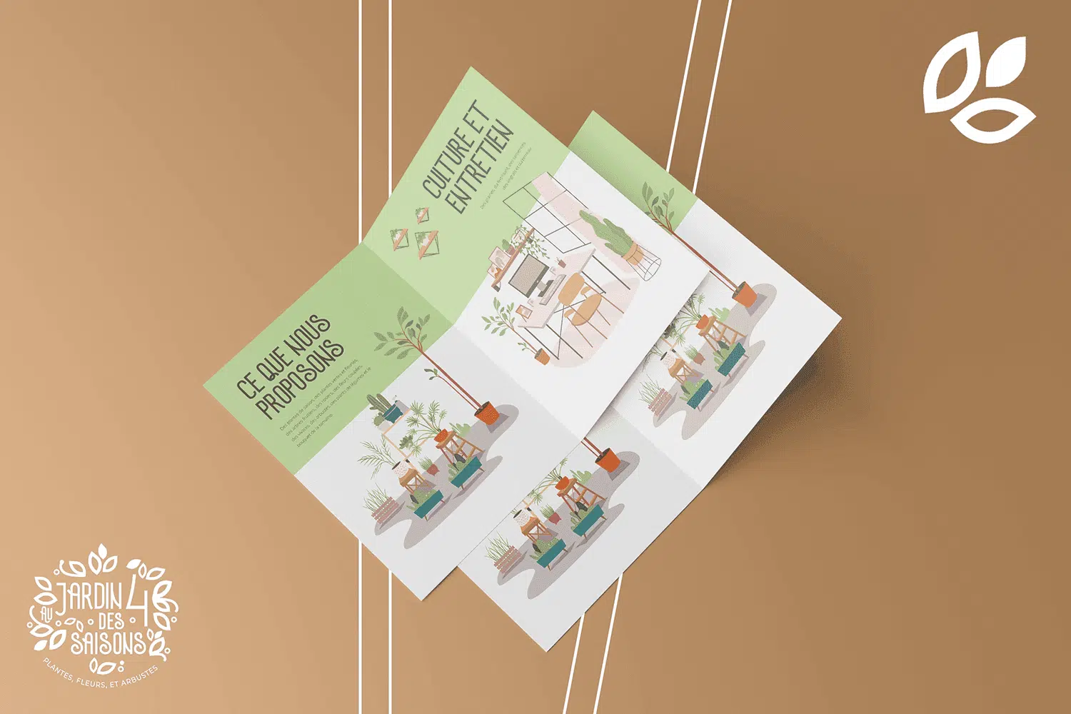 mockup brochure client au jardin des 4 saisons