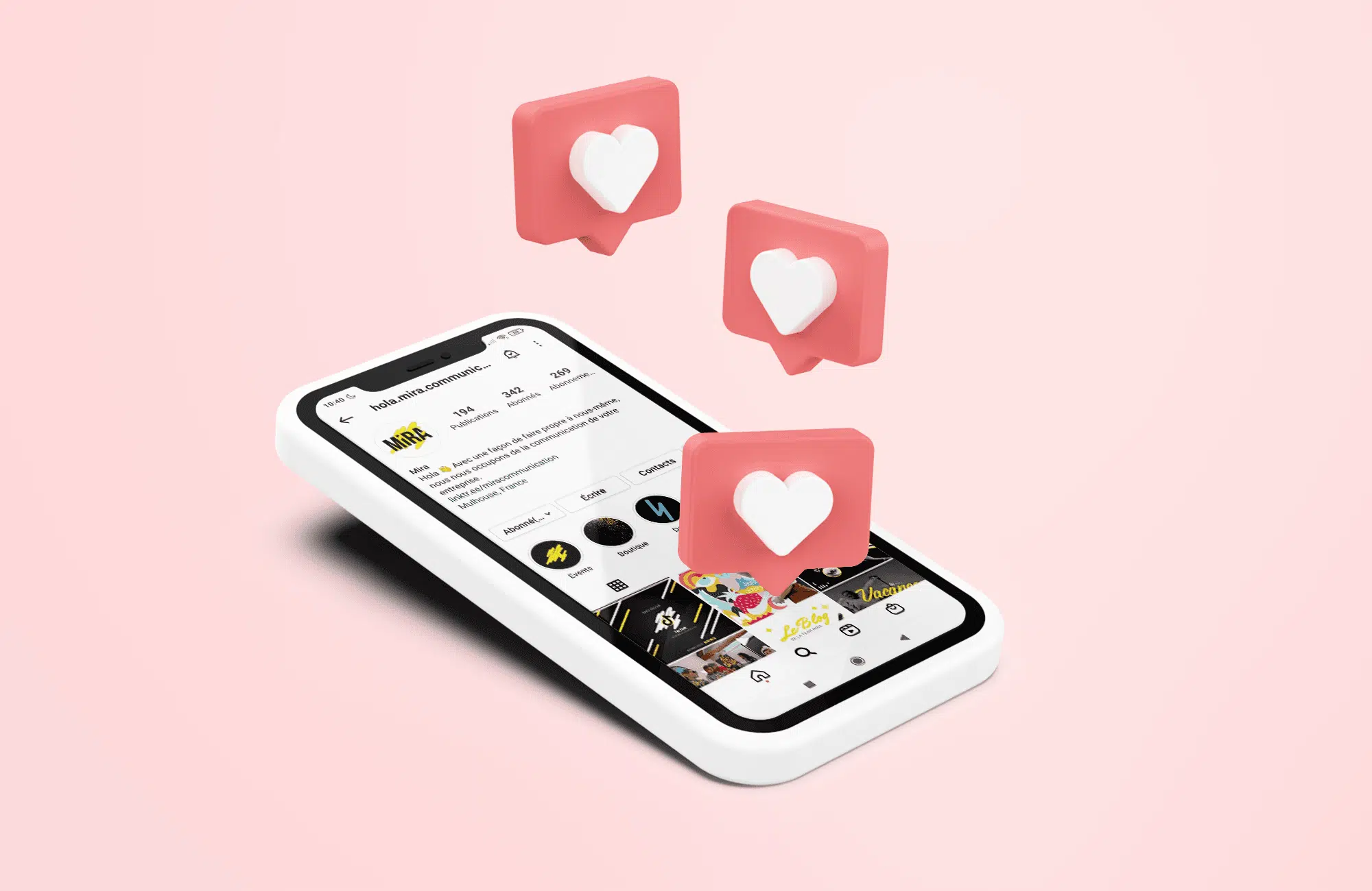 Les réseaux sociaux - page Instagram mira mockup