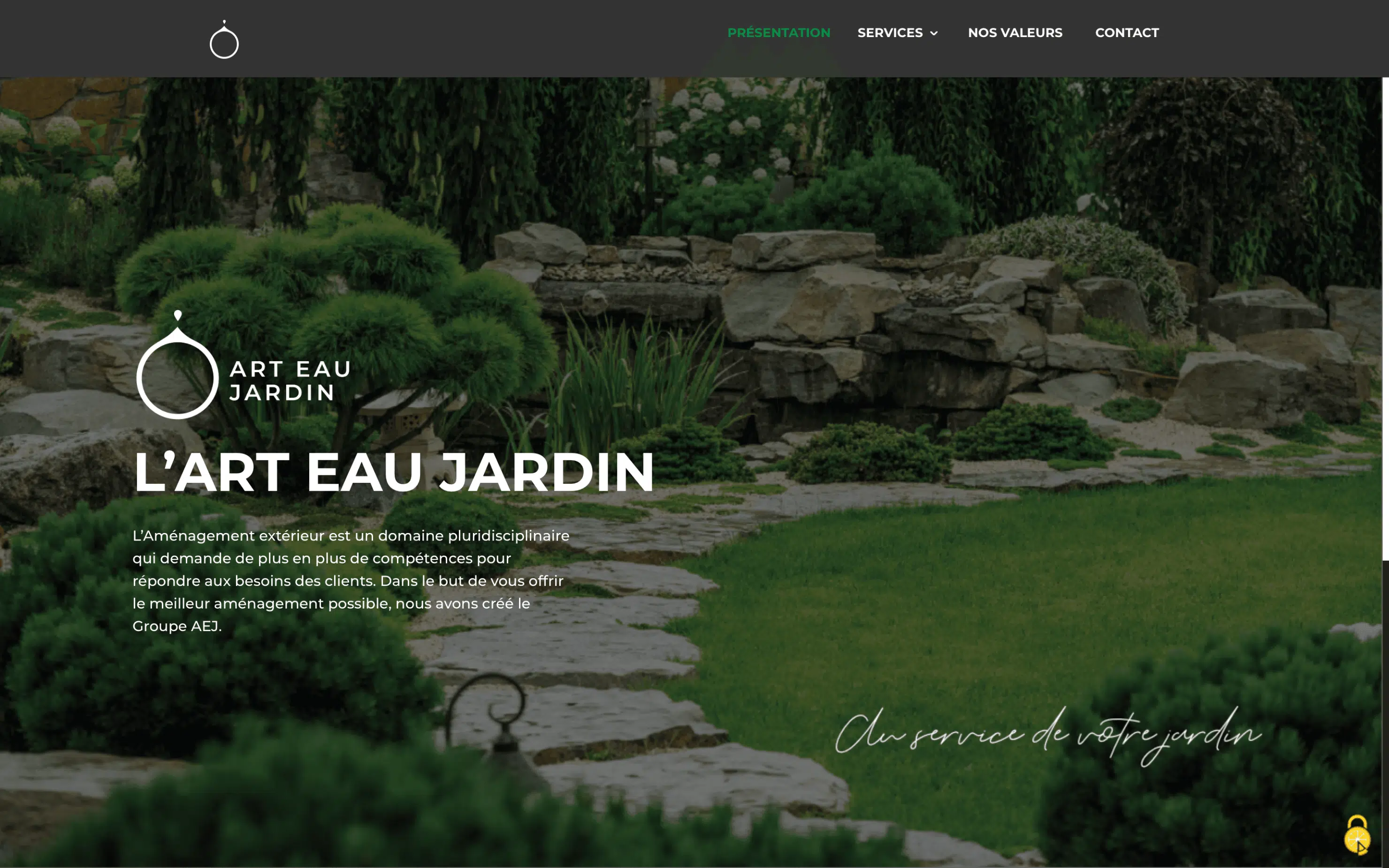 création d'un site web en agence pour un client : site web de l'art eau jardin
